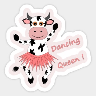 Fun and cute cow - Dancing Queen Sticker